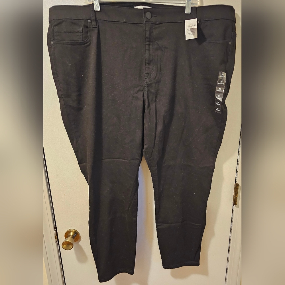 Lane Bryant Flex Magic Waistband Straight Fit High Rise Skinny Black Sz 26 NWT